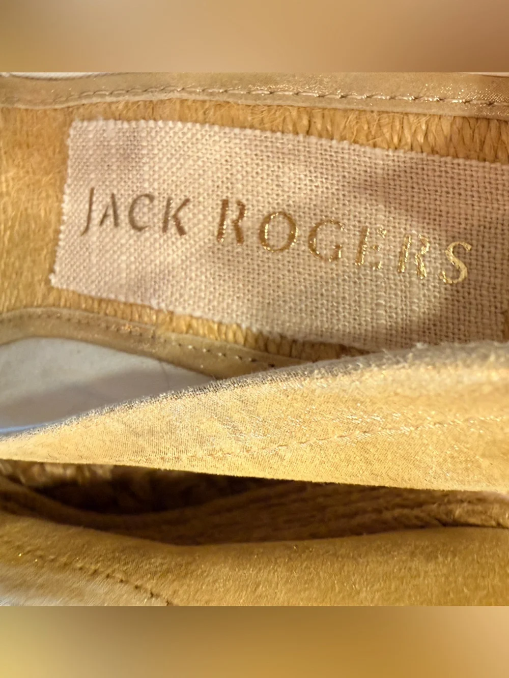 New Jack Rogers Palmer Women's Metallic Gold Espadrille Wedges Size 6